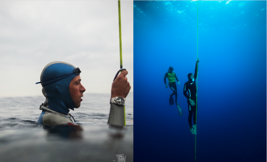 Stéphane Tourreau et Morgan Bourc'his pendant le Nice Abyss Contest 2017. Photo William Rhamey, Azur Diving.