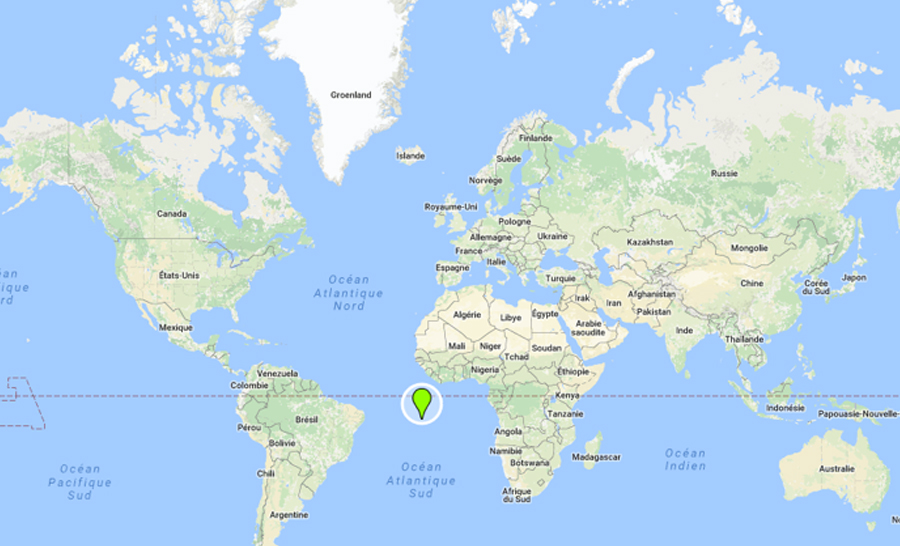 Carte de localisation de l'île de l'Ascension